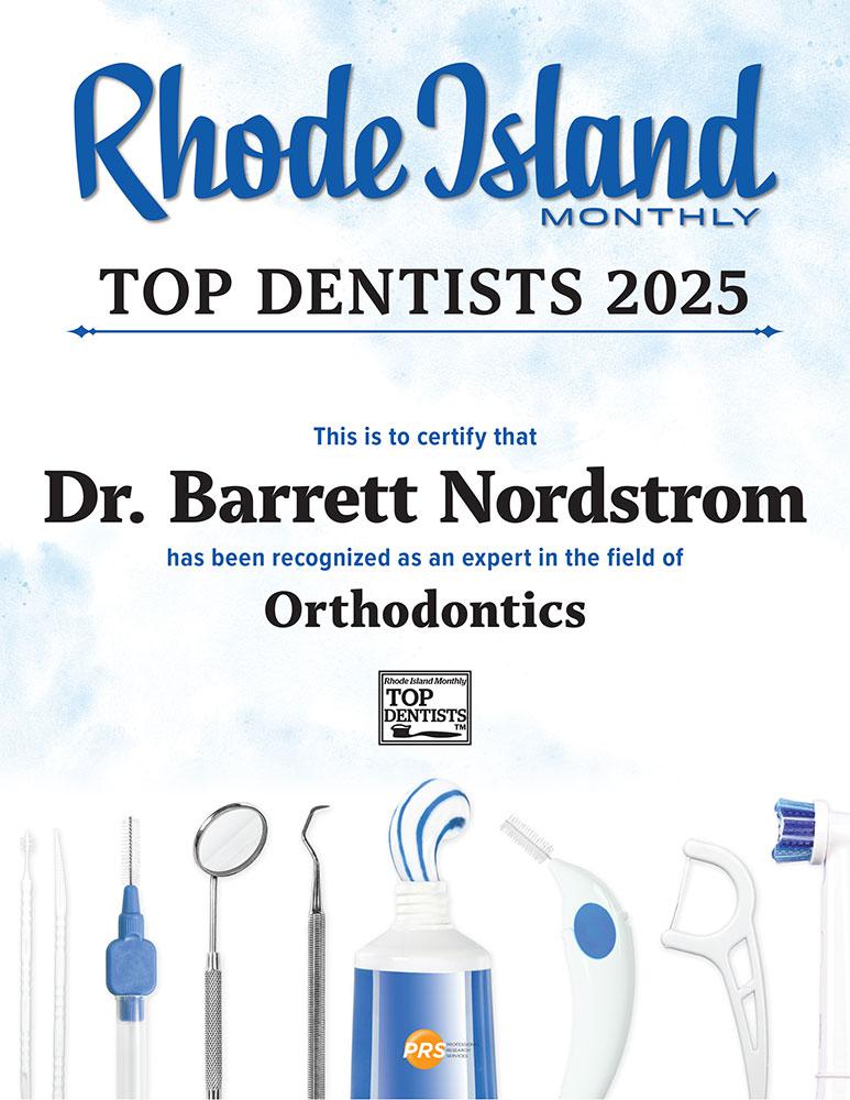 Barrett Nordstrom elegido el mejor ortodoncista de Rhode Island